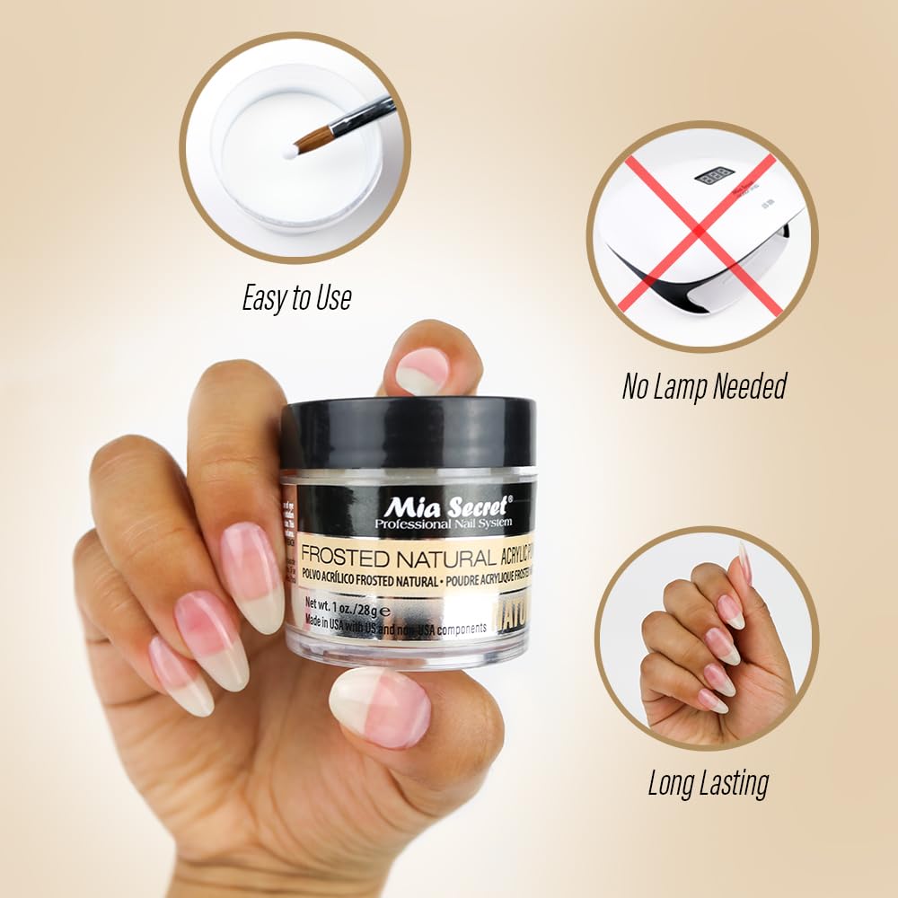 Mia Secret Frosted Natural Acrylic Powder MADE IN USA multiple sizes (1 oz.) Beauty & Personal Care Mia Secret