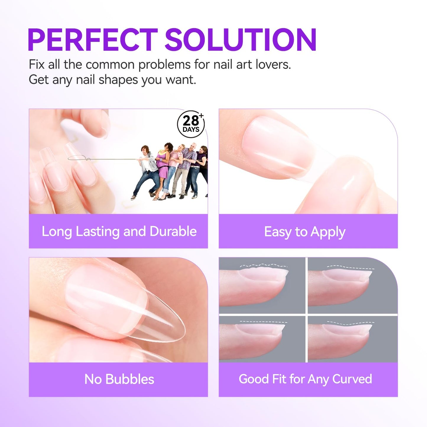 Gelike EC Gel Nail Glue for Press On Nails: 6 in 1 Strong UV Nail Glue for Nail Tips and Acrylic Fake Nail - Long Lasting 28 Days Quick Dry - Beginner