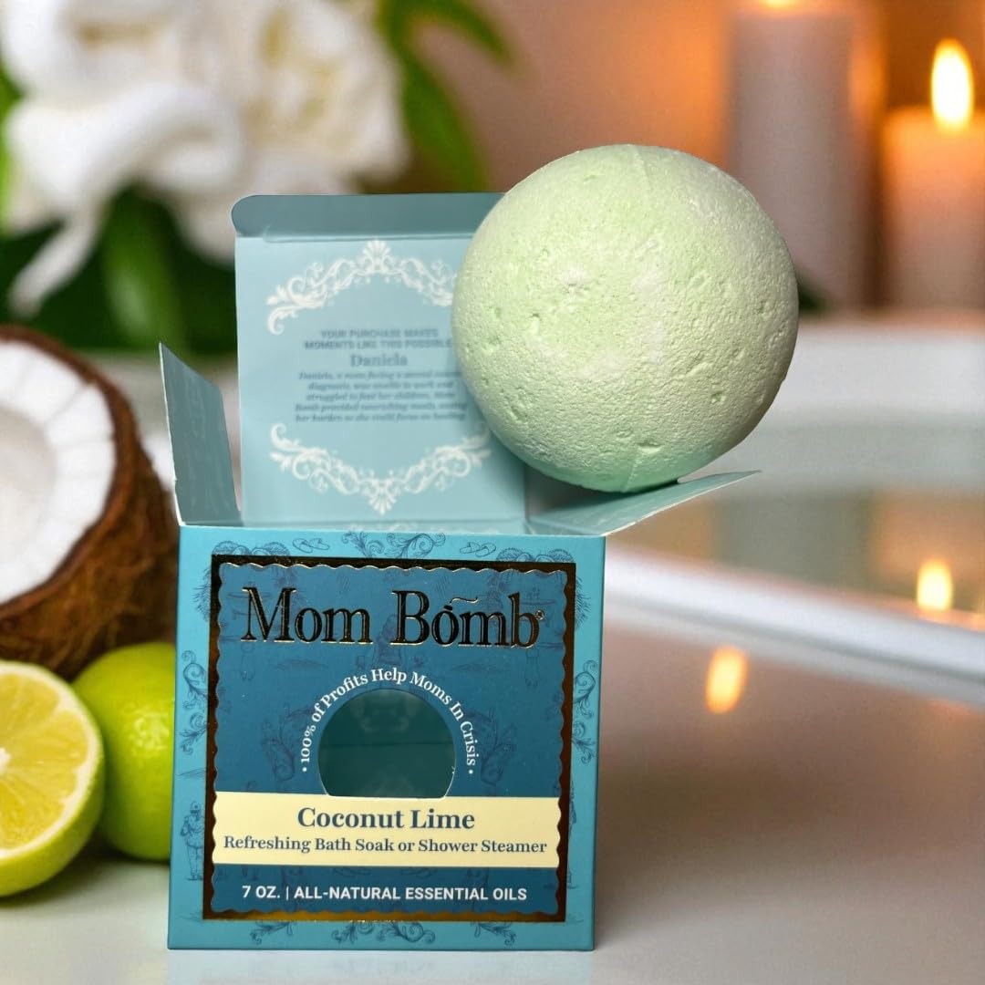 Mom Bomb Coconut Lime Bath Bomb (Shower Steamer) - Essential Oils, Clean Ingredients - Relaxing Aromatherapy Fizz, Skin-Softening - Made in USA…