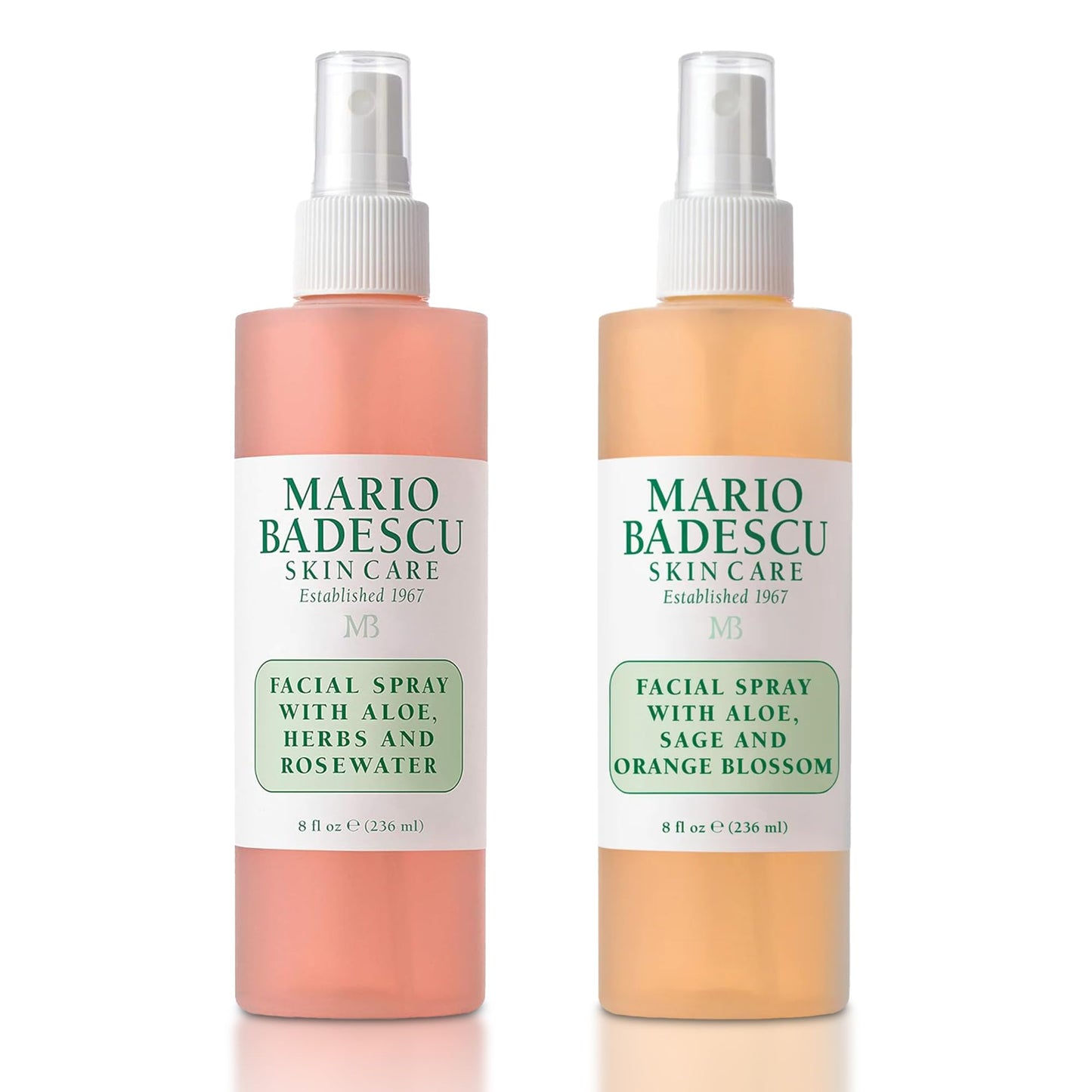 Mario Badescu Rose Water + Orange Facial Spray Bundle | Hydrating Rosewater Face Mist with Aloe & Herbs + Rejuvenating Sage & Orange Blossom | Beauty and Personal Care Mario Badescu Default Title