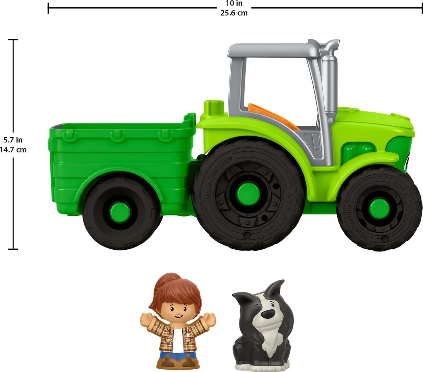 Fisher-Price Little People Toddler Toy Push & Play Tractor Push-Along Musical Farm Vehicle with 2 Figures for Pretend Play Kids Ages 1+ Years