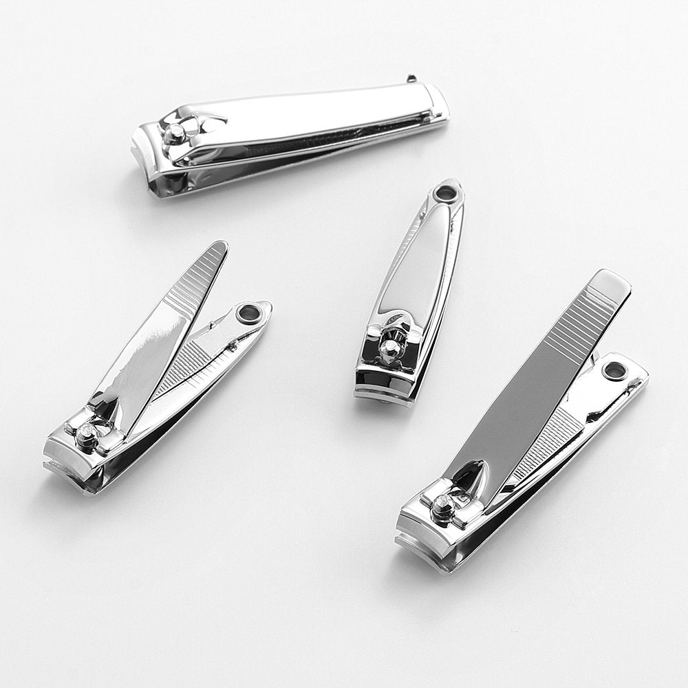 4 Pcs Nail Clippers for Fingernails and Tonenail by QLL - Swing Out Nail Cleaner/File - Sharpest Stainless Steel Clipper - Wide Easy Press Lever