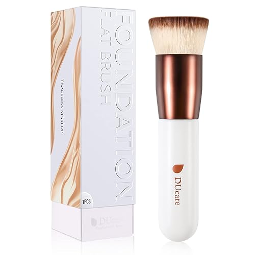 DUcare Foundation Brush,Flat Top Kabuki Brush Synthetic Professional Makeup Brush Liquid Blending Mineral Powder Buffing Stippling Makeup Tools, Rose