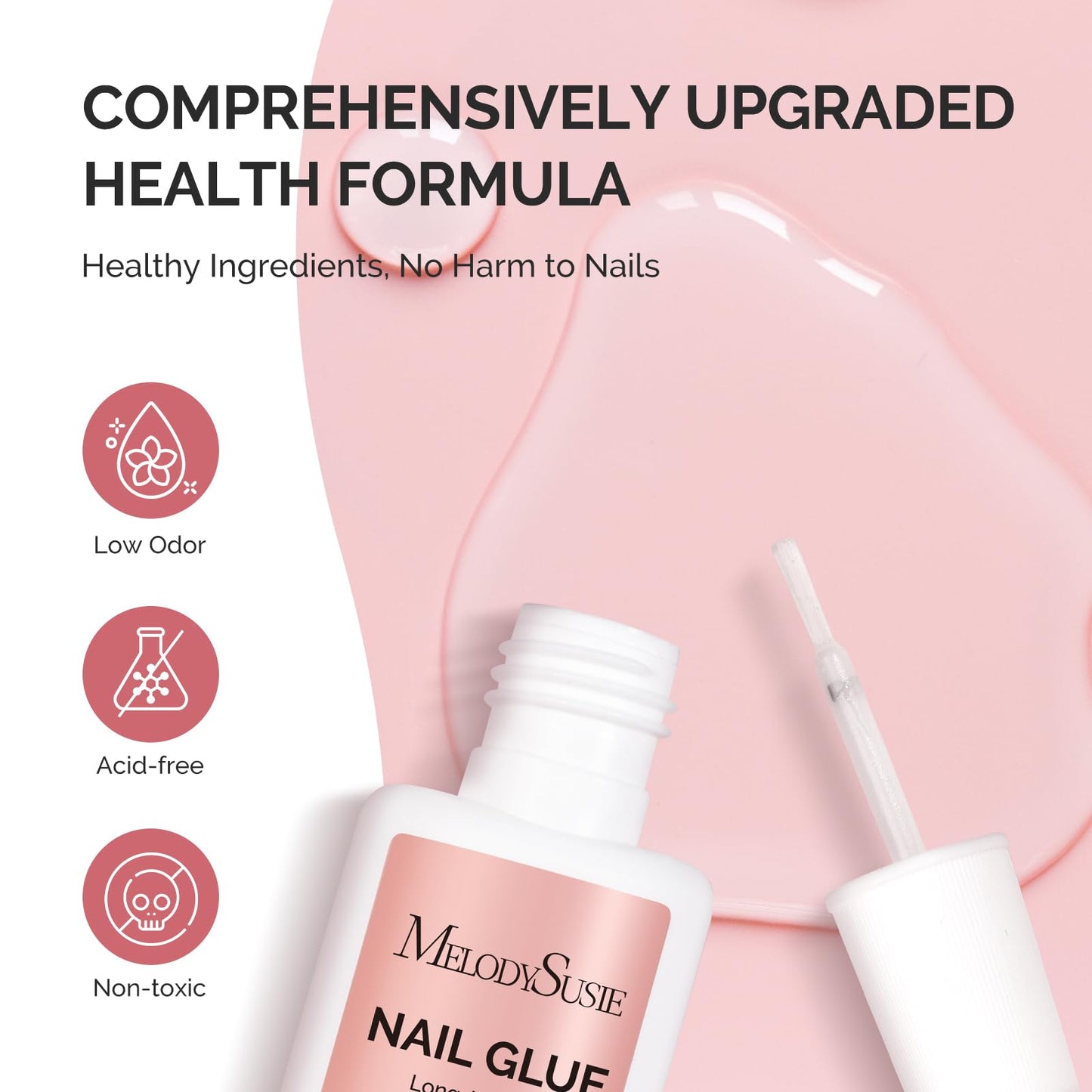 MelodySusie Nail Glue for Press on Nails Acrylic Nail Tips Quick-Drying Super Strong Long Lasting Adhesive for Fake Nails No UV Lamp Needed with Easy Beauty and Personal Care MelodySusie