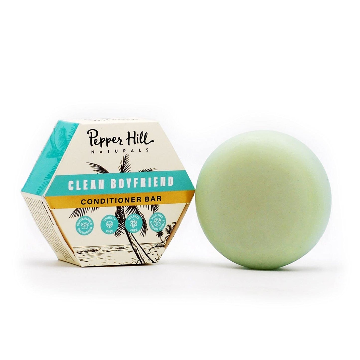 Pepper Hill Conditioner Bar - Clean Boyfriend - Vegan, Plant-Based, Cruelty-Free, Solid Shampoo - Free of Sulfates, Plastics, Water, and Parabens