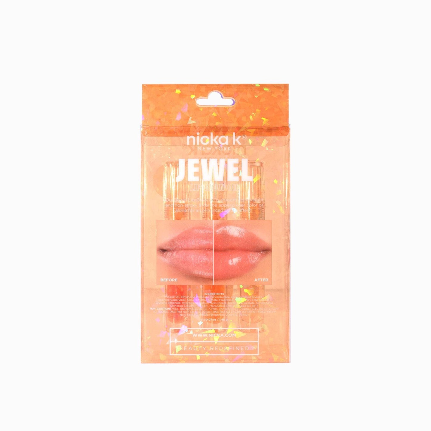 NICKA K NEW YORK Jewel Lip Glow Oil, Glossy Lips, Smooth, Lightweight, Non-Sticky (MLGGO2 Opal)