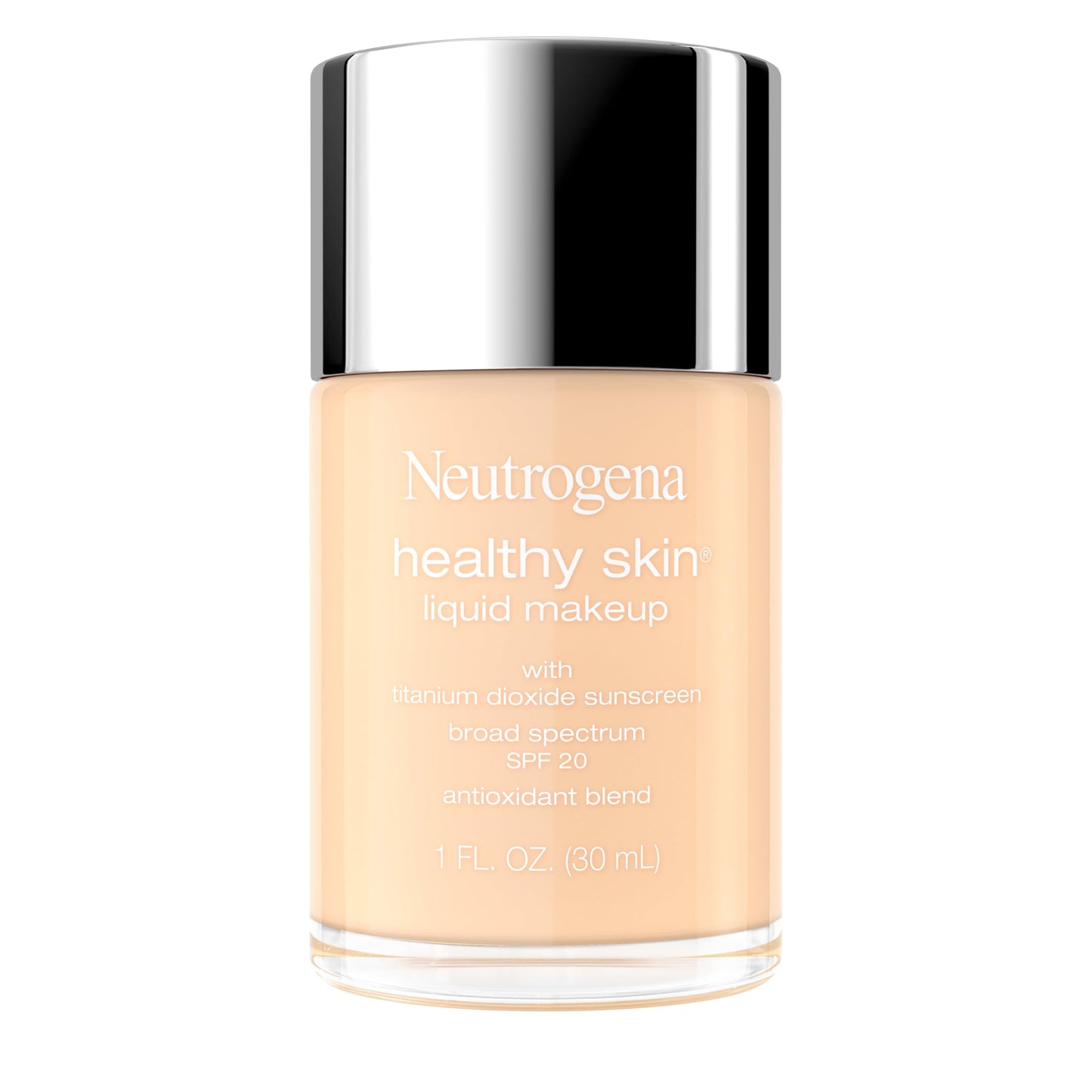 Neutrogena Healthy Skin Liquid Foundation Makeup Broad Spectrum SPF 20 Sunscreen, Medium Coverage, Vit B5, Antioxidants, All Day Wear, Warm Shell