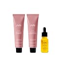 JVN Revive Repairing Shampoo & Conditioner Travel Set 2 Fl Oz + Scalp Oil 0.5 Fl Oz, Damage Repair Hair Care, Strength & Smoothness for Treated Hair