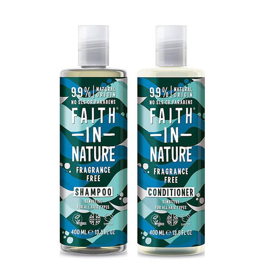 Faith In Nature Fragrance Free Shampoo 400ml & Conditioner 400ml Duo Pack | Vegan | No Cruelty | 99% Natural Fragrance | No From SLS or Parabens Beauty & Personal Care FAITH IN NATURE