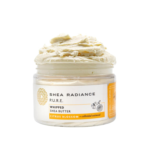 Shea Radiance P.U.R.E. Whipped Shea Butter with Colloidal Oatmeal - Whipped Body Butter Blended with Skin Soothing Oatmeal & Moisturizing Rice Bran