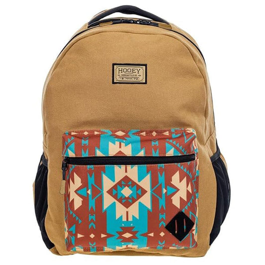 HOOEY Recess 25L Backpack - Durable Lightweight Daypack for Travel, Gym & Outdoor Use - Spacious Main Compartment, Laptop Sleeve, Water-Resistant, Stylish Unisex Design (Tan/Red)