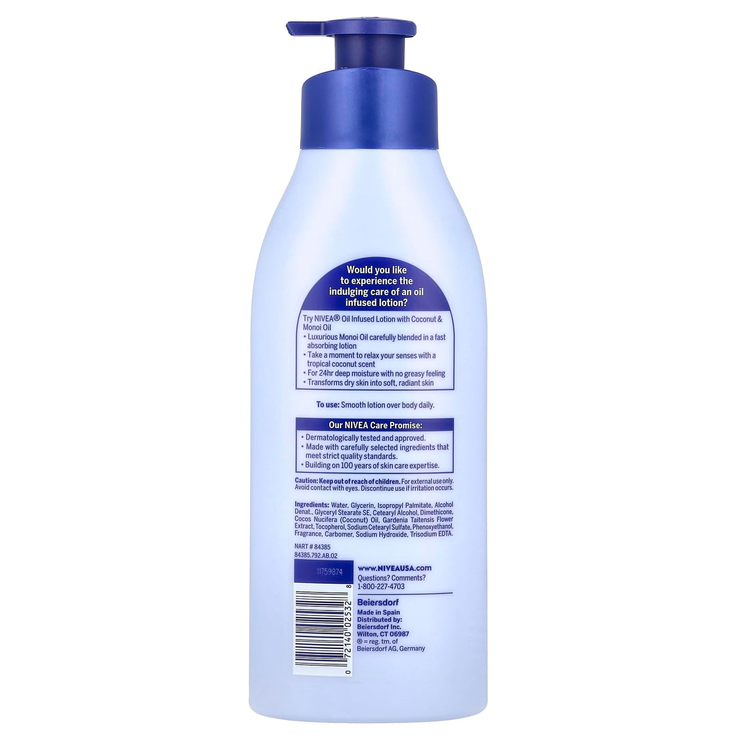NIVEA Lotion Coconut & Monoi Oil Infused 16.9 Ounce (500ml) (Pack of 3)
