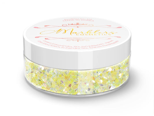MARBLERS Mixed Shaped Face & Body Glitter [Yellow] 0.18oz (5g) | Chunky | Chopped | Flake |Non-Toxic | Vegan | Cruelty-Free | Festival, Rave & Party