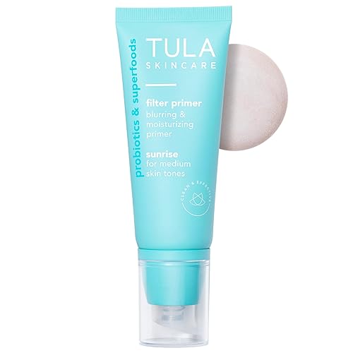 TULA Skin Care Face Filter Blurring and Moisturizing Primer - Sunrise, Evens the Appearance of Skin Tone & Redness, Hydrates & Improves Makeup Wear