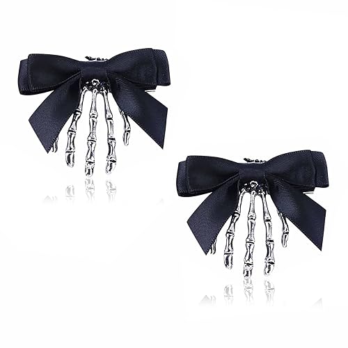 Utavu 2pcs Skeleton Hair Clip Claw Skeleton Hand Hair Clip Bone Clips Spooky Skull Goth Hair Clips Halloween Hair Accessories for Women Girls, Pack