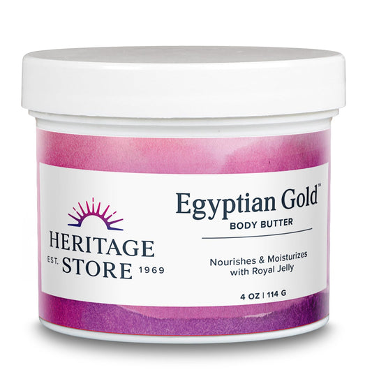 HERITAGE STORE Egyptian Gold Body Butter, Body Moisturizer for Dry Skin Care, Nourishes and Hydrates with Royal Jelly, Castor Oil, Black Seed Oil