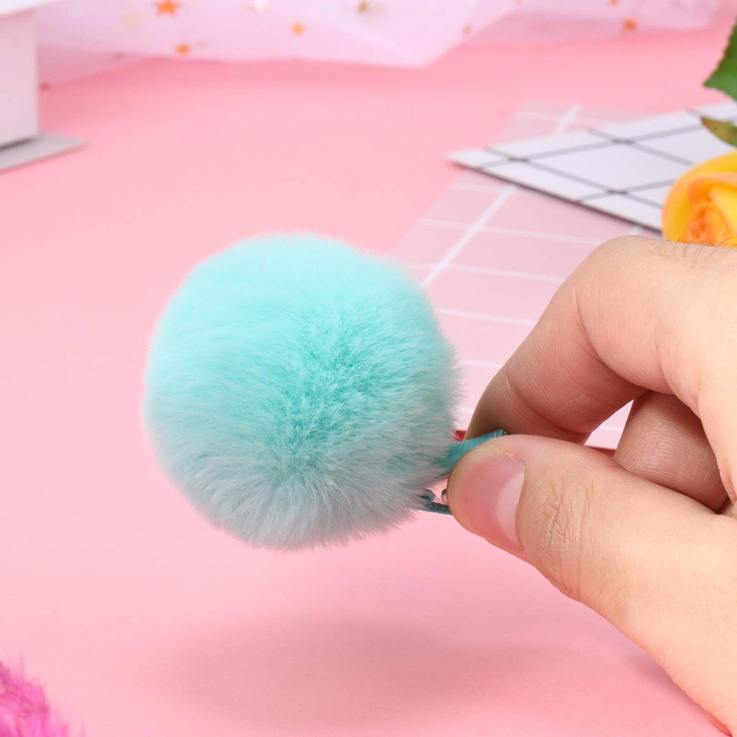18 Pcs Pom Pom Hair Clip 2'' Candy Color Hair Clip
