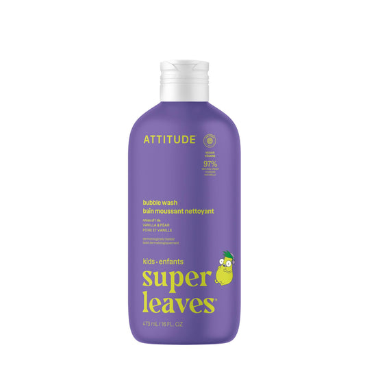 Attitude Bubble Wash for Kids, EWG Verified Bubble Bath, Hair Shampoo and Body Soap, Dermatologically Tested, Plant- and Mineral-Based, Vegan, Vanilla