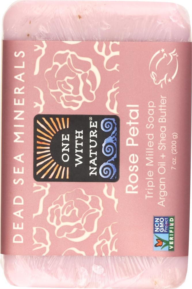 2 Packs of One With Nature Dead Sea Mineral Rose Petal Soap - 7 Oz