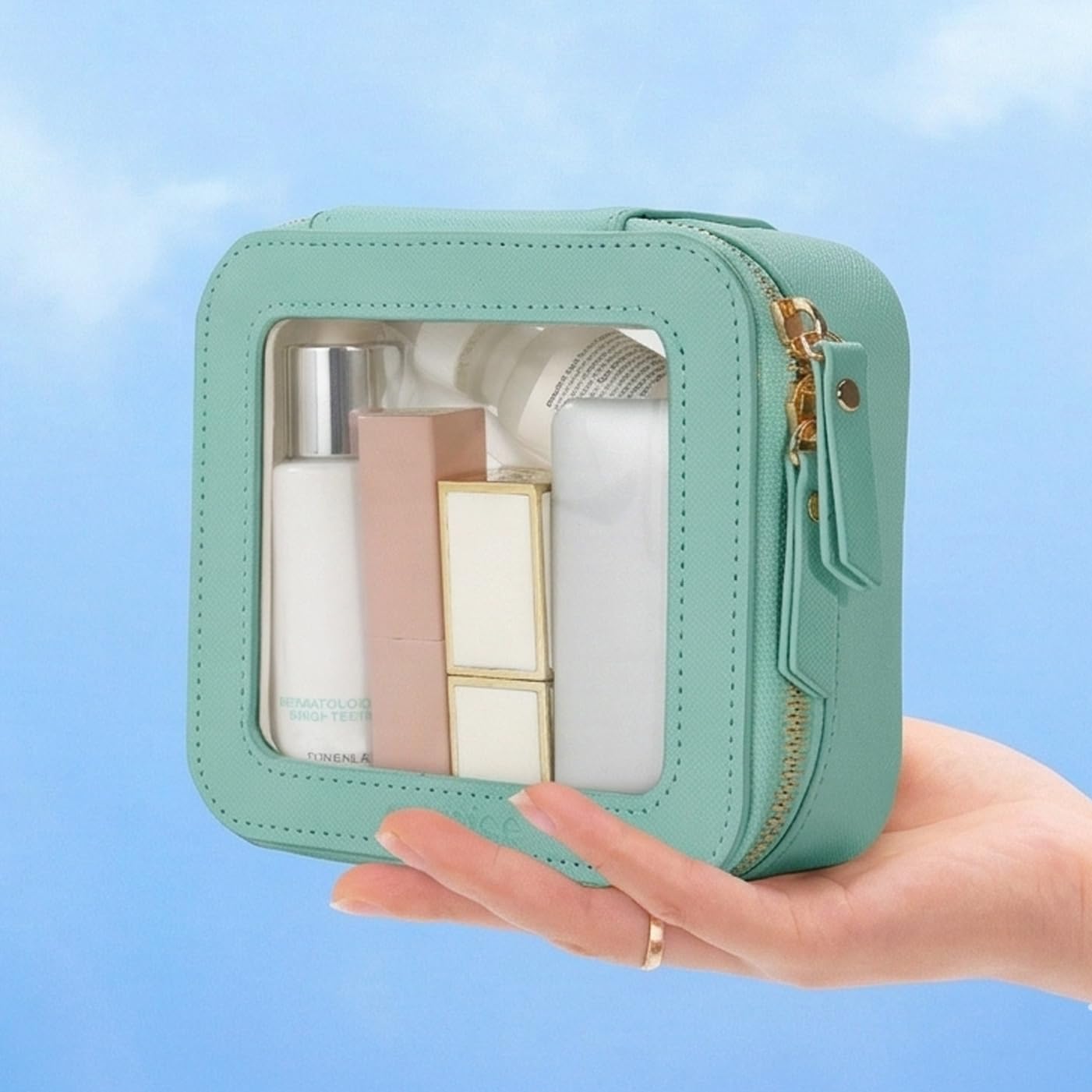 Aveniee Mini Clear Makeup Bag, Small Cosmetic Bags Travel Toiletry Pouch Organizer, TSA Approved Make up Case with Zipper, Car Bag Beauty and Personal Care Aveniee