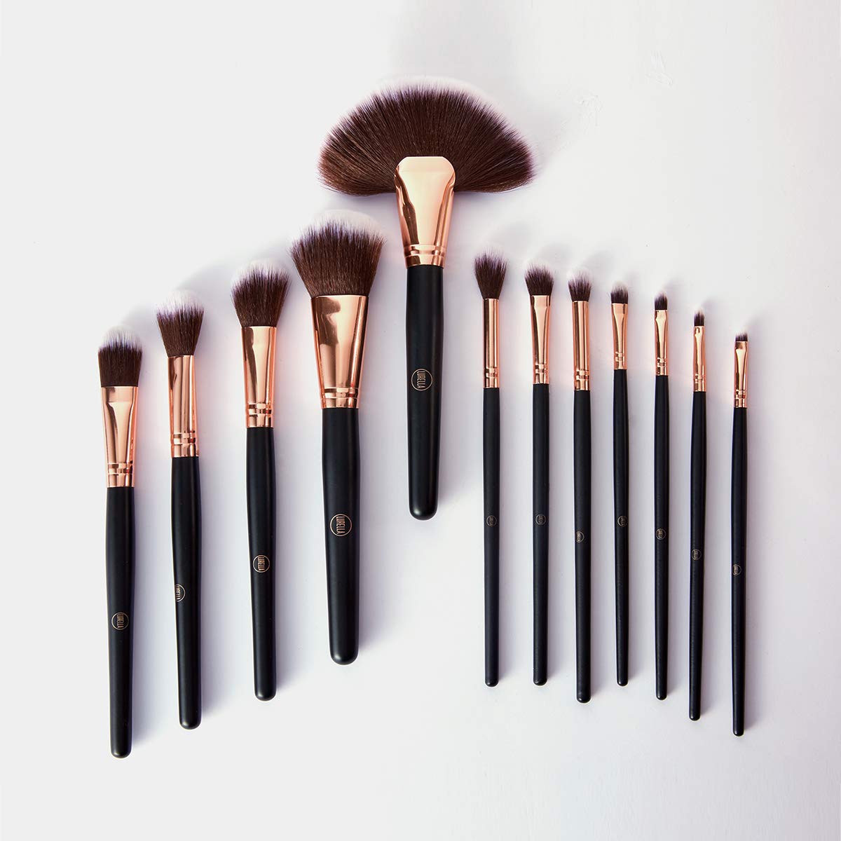 Lurella Cosmetics Stay Glam Brush Set: Essential 12 Pcs Makeup Brushes, Made With Ultra Soft Synthetic Bristles, & Includes Black Traveling Case.