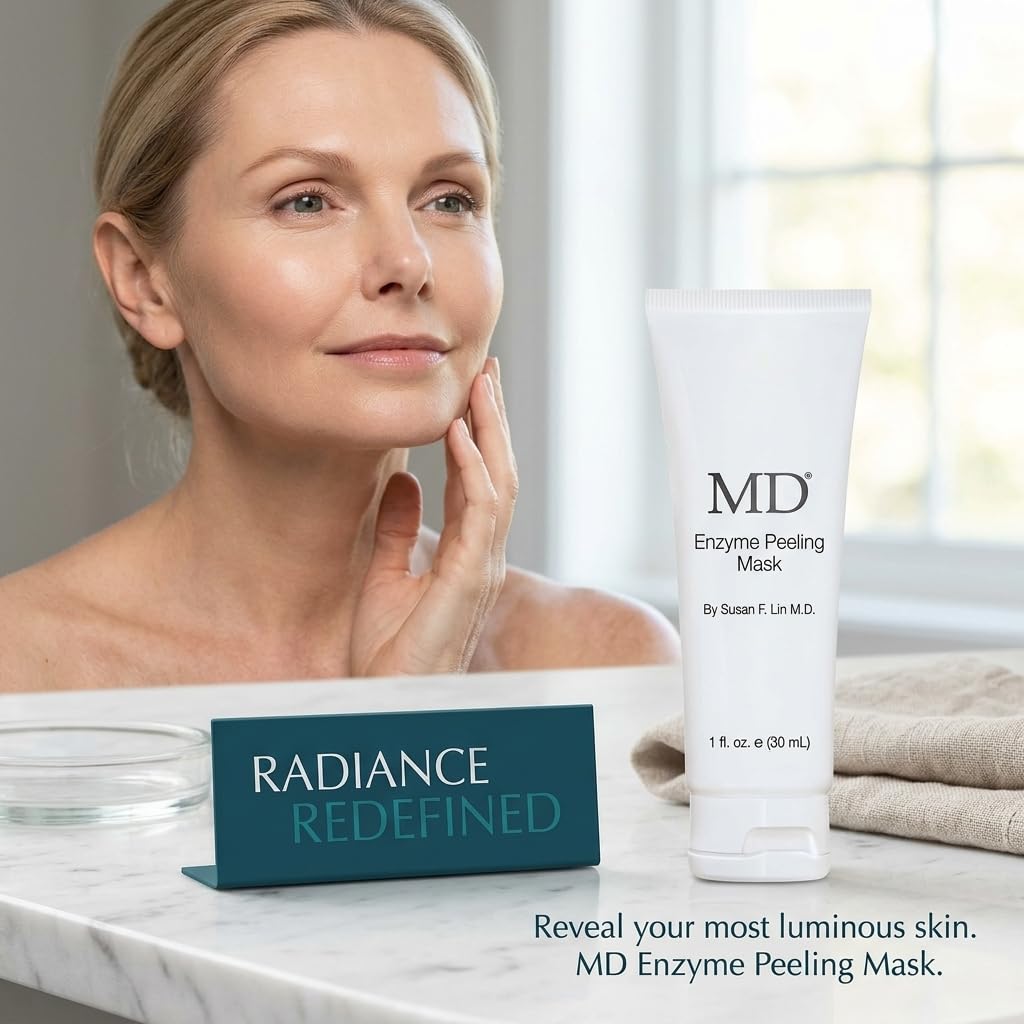 MD Enzyme Peeling Mask for Sensitive Skin - Gentle Exfoliating Gel with Papaya & Pineapple Enzymes - Professional Brightening Peel-Off Mask for Clear