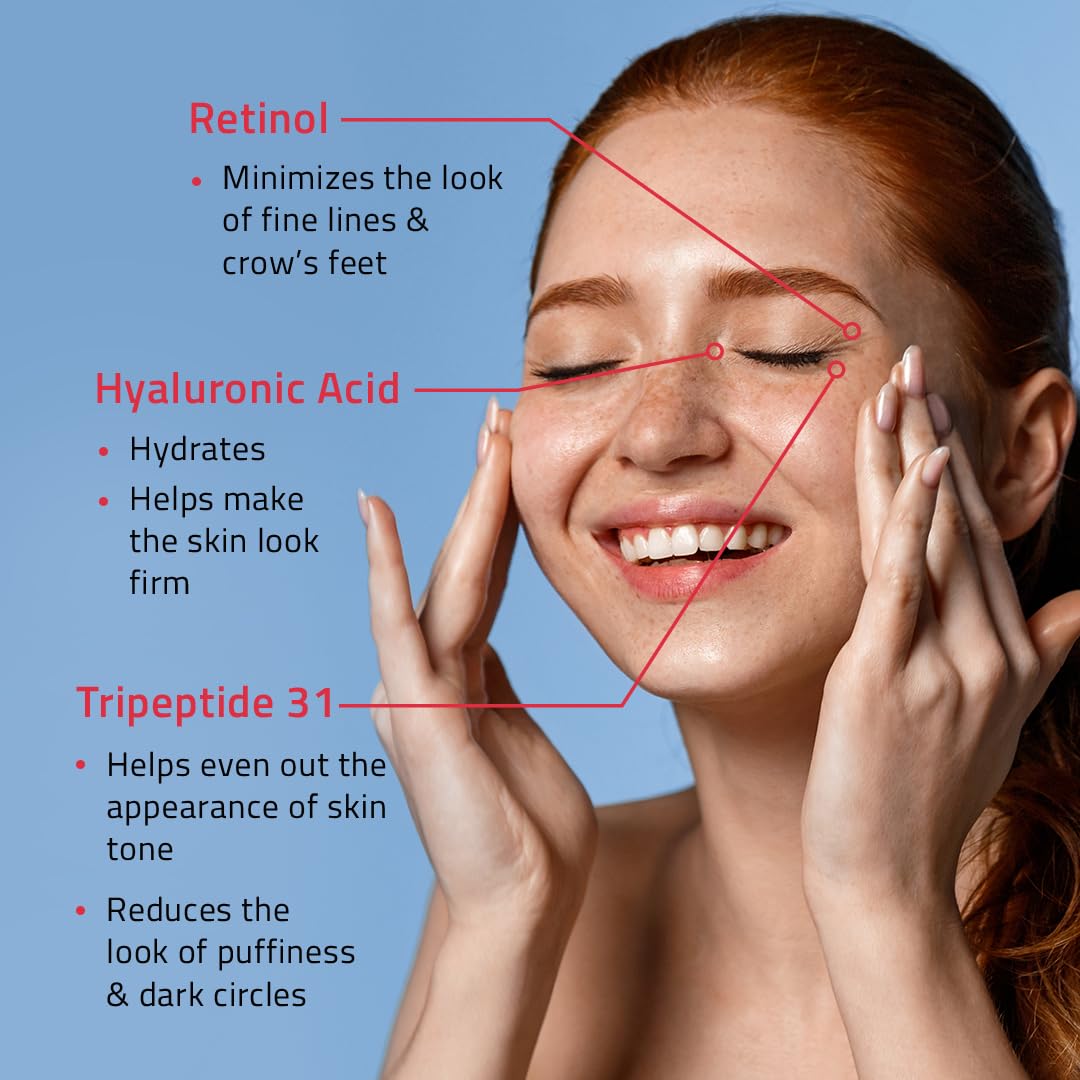 YEOUTH Retinol Eye Cream Anti Aging, Firming Under Eye Cream for Puffiness and Bags Under Eyes for Wrinkles and Dark Circles with Hyaluronic Acid
