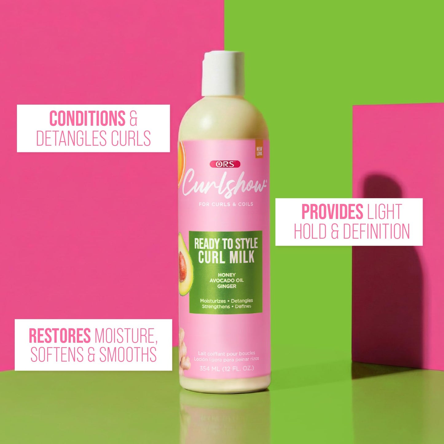 ORS Curlshow Ready to Style Curl Milk, Detangles, Nourishes & Delivers Light Definition 12 Ounces