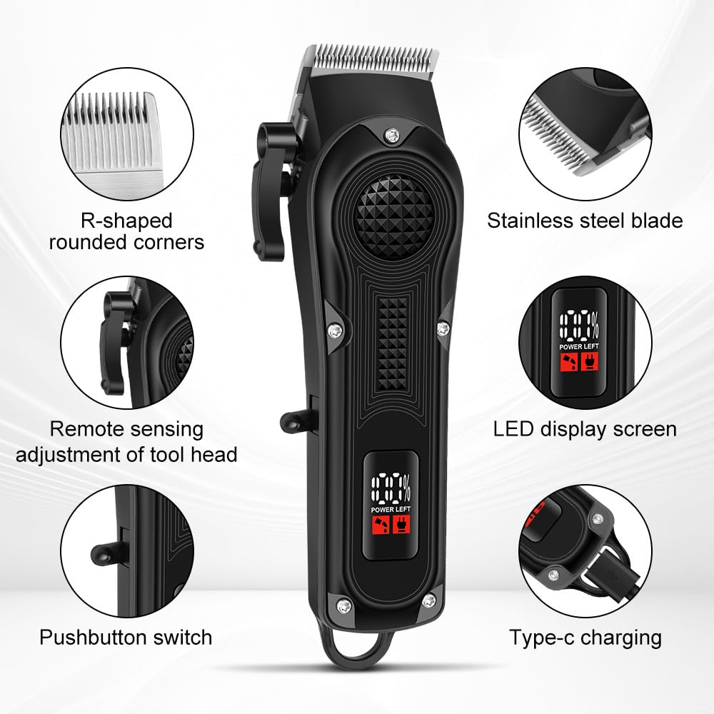 Professional Hair Clippers for Men,Cordless Hair Trimmer, LCD Display Barber Clippers for Hair Cutting & Mens Grooming with LED Display, Powerful Beauty and Personal Care QDKVTNDJZ