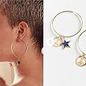 DoubleNine Star Large Hoop Earring Anti War Dangle Lightweight Peace Sign Gold Delicate Accessories for Women Girls
