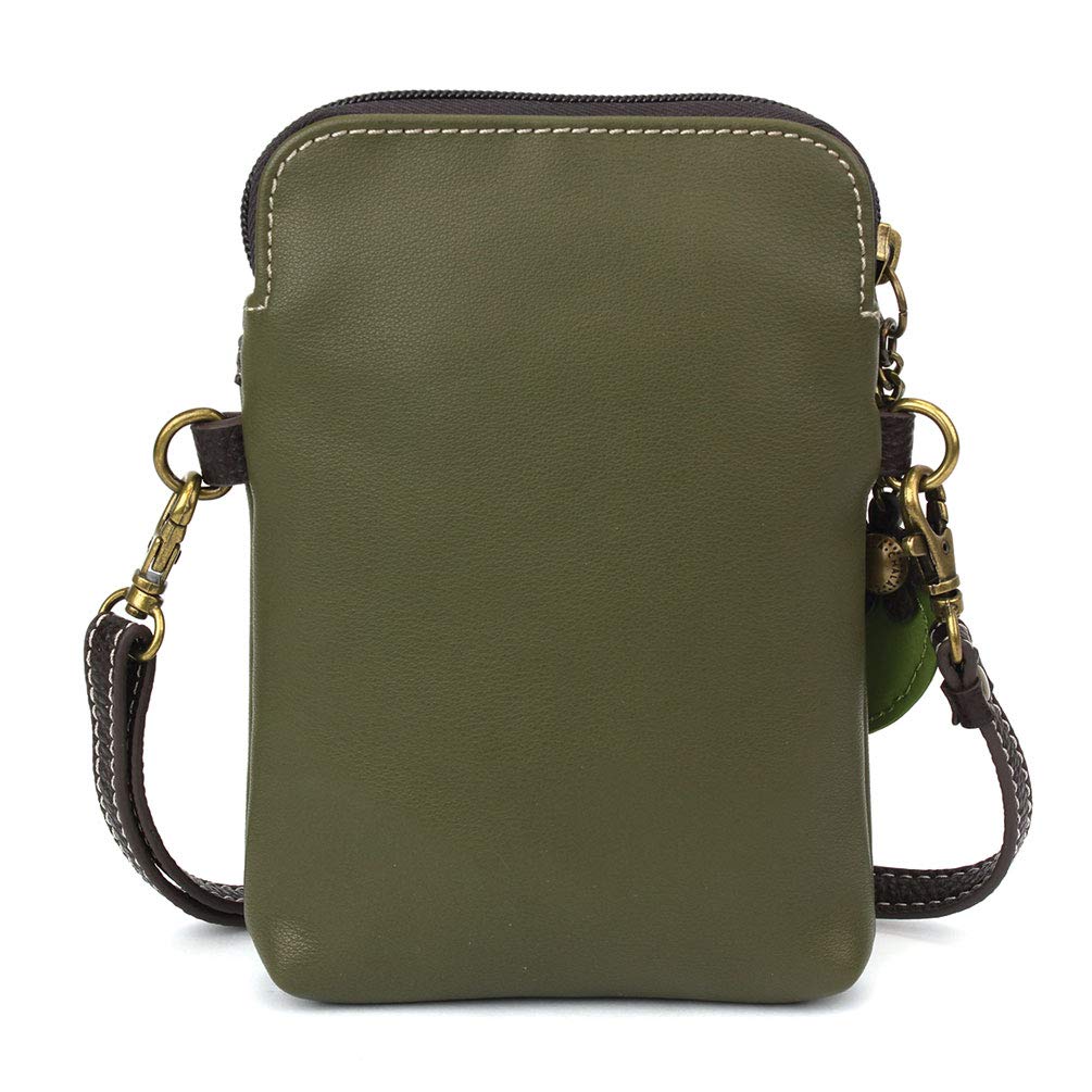 CHALA Bird Collection Cell Phone Crossbody Purse-Women PU Leather/Canvas Multicolor Handbag with Adjustable Strap - Owl A - olive