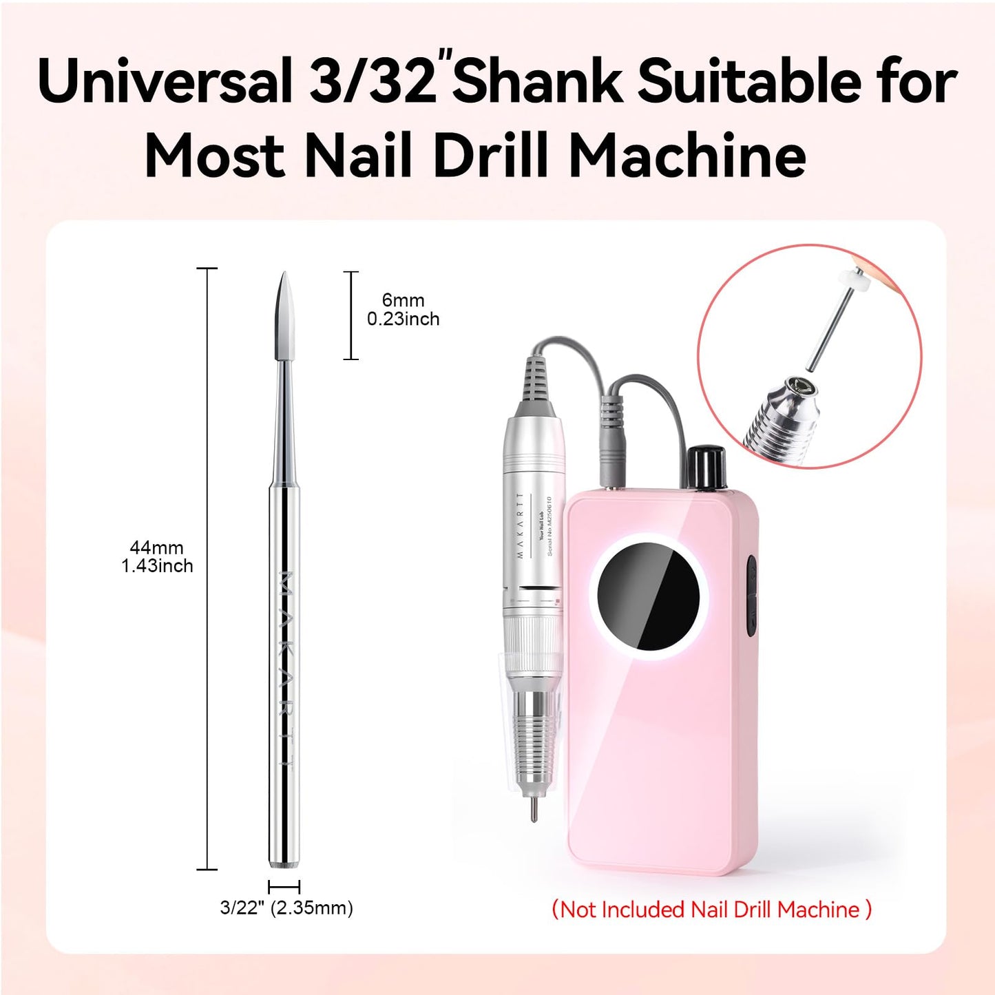 Makartt Flame Cuticle Nail Drill Bit - 3/32" Shank Tungsten Carbide Bit for Nail Drill Machine Professional Shape Bit for Cuticle Cleaning, Smooth Gel Beauty and Personal Care Makartt