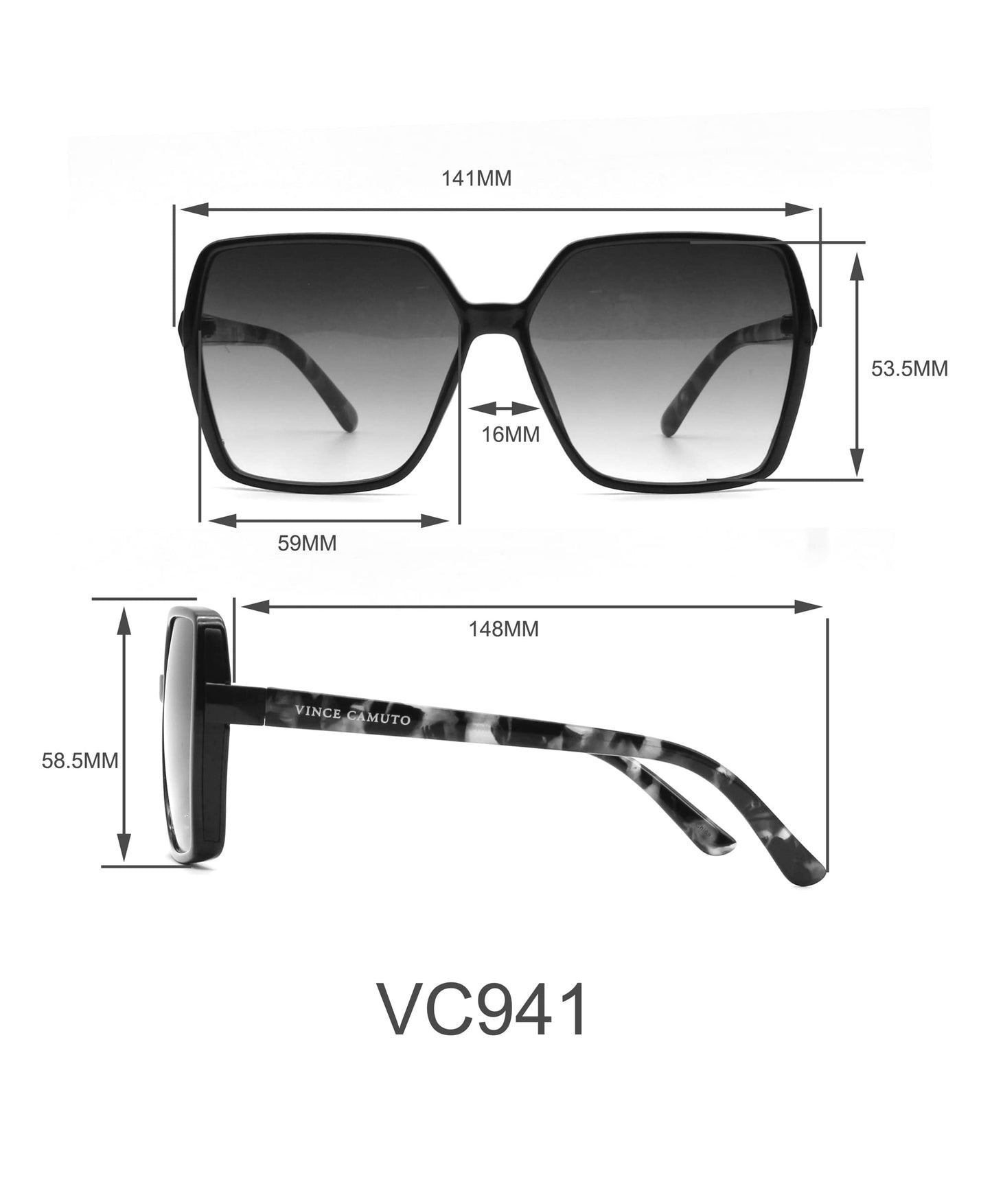 Vince Camuto VC941 Oversized Geometric 100% UV Protective Women's Hexagonal Sunglasses. Luxe Gifts for Her, 59 mm