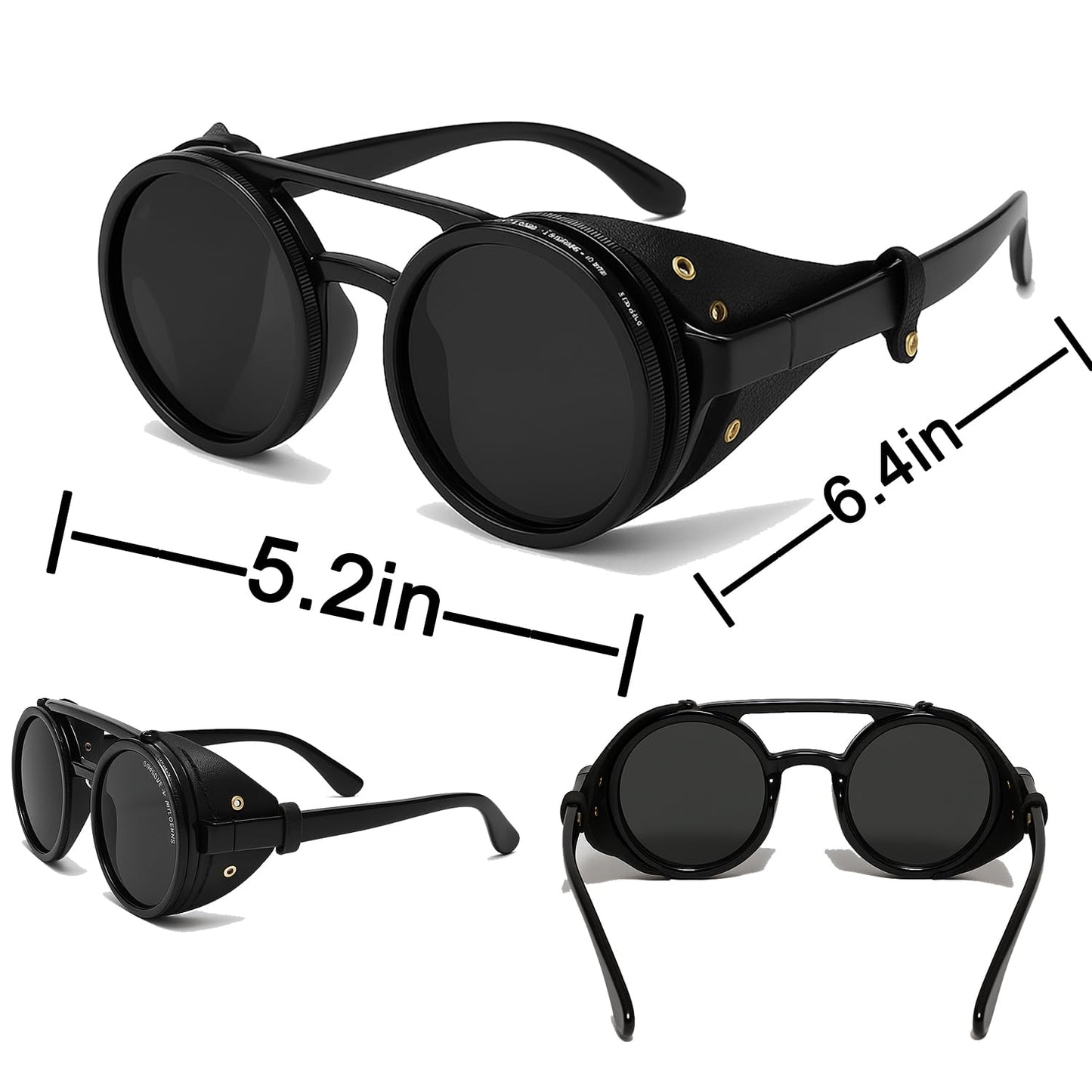 Carlcross Adjustable Polarized Sunglasses, Nd Filter Lenses, Uv400, Adjustable Tint Steampunk Sunglasses, Dimmable Shades Glasses with Side Leather