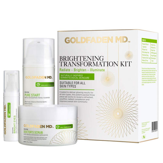 GOLDFADEN MD Brightening Transformation Kit | Advanced Skin Care Regime For Face | Includes Doctors Scrub Microdermabrasion Exfoliator, Pure Start