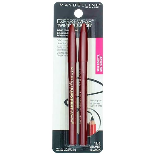 Maybelline Expert Eyes Twin Brow And Eye Pencils, Velvet Black [101], 2 ea (Pack of 5)