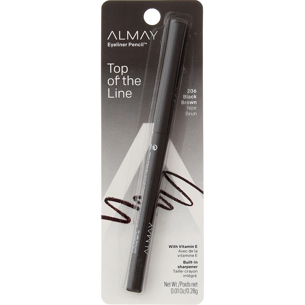 Almay Eyeliner Pencil, Black Brown [206], 0.01 oz (Pack of 10)