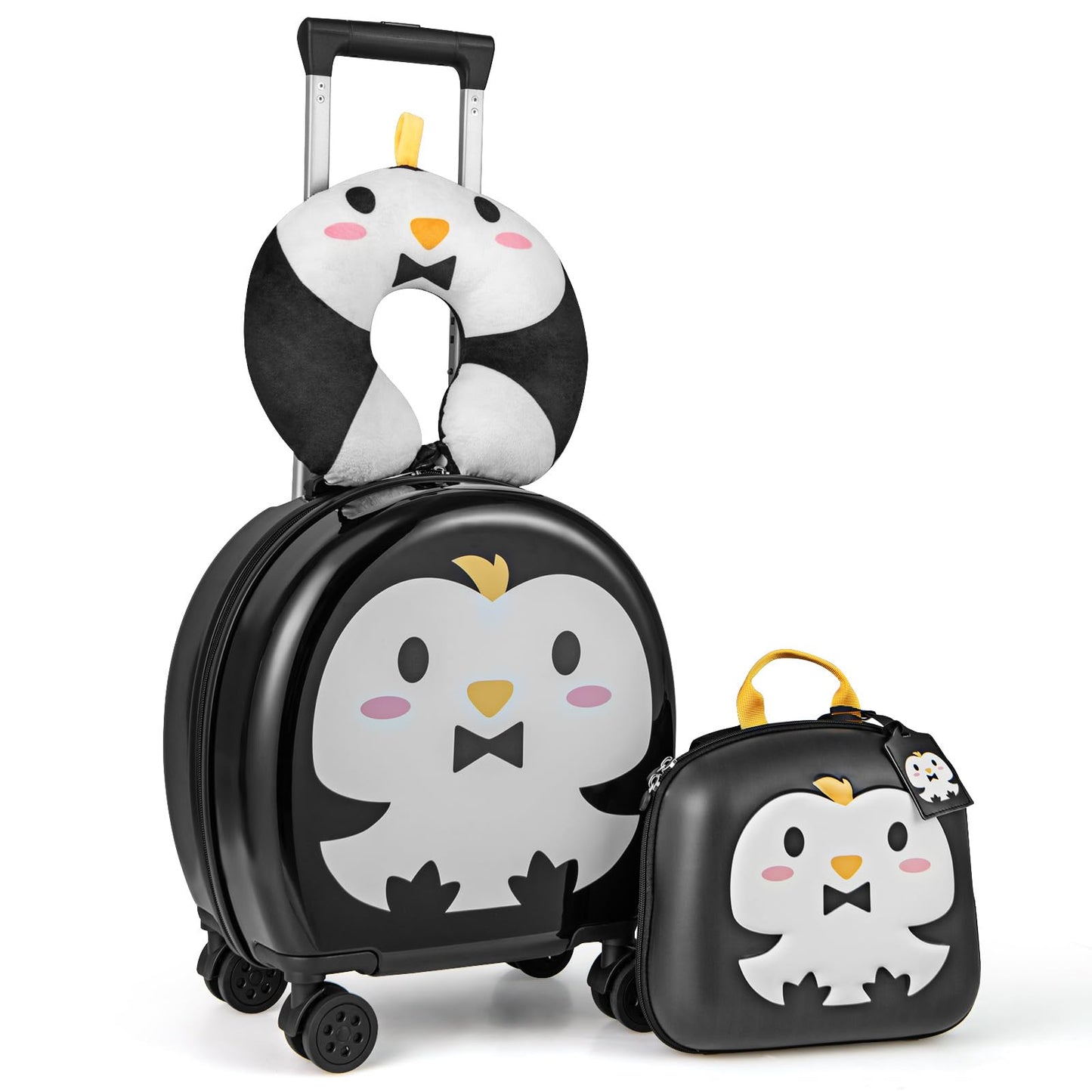 HONEY JOY Kids Luggage Set, 14 Inch Toddler Luggage & Backpack Set, Neck Pillow, Luggage Tag, Airplane Approved, 4 Piece Spinner Travel Luggage…