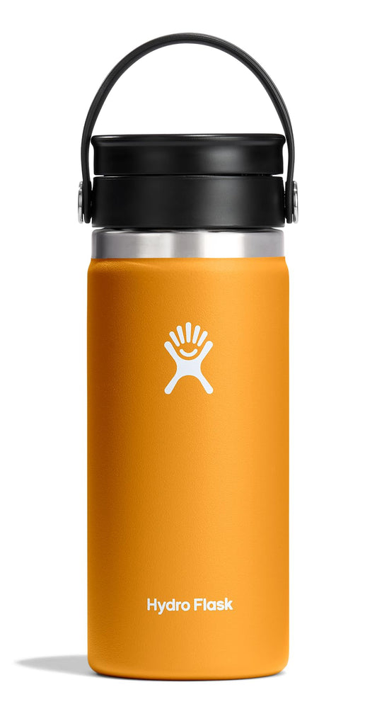Hydro Flask Flex Sip Coffee Tumbler - Insulated Stainless Steel, Non Spill, Leak Proof Travel Coffee Cup 16 Oz Fossil Brown