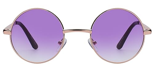 OWL Round Purple Gradiant Sunglasses Metal Frame Hippie Sunglasses UV400 Polycarbonate Lens John Lennon Sunglasses for Men Women