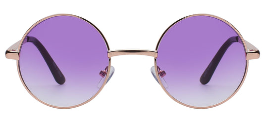 OWL Round Purple Gradiant Sunglasses Metal Frame Hippie Sunglasses UV400 Polycarbonate Lens John Lennon Sunglasses for Men Women