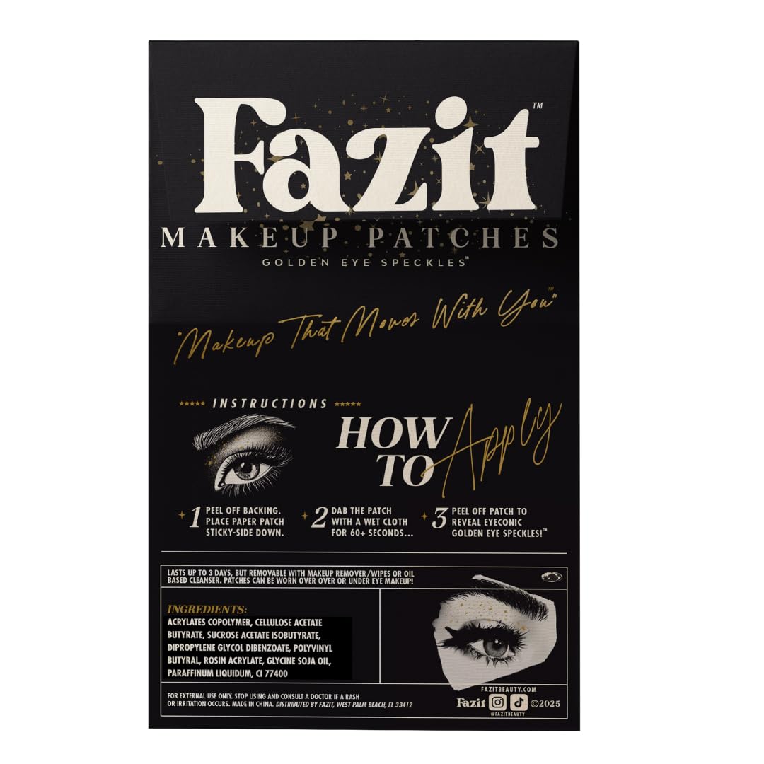 Fazit Makeup Patches - Golden Eye Speckles - Glow Up Make-Up Patches - Cute Glitter Makeup Accessories For Women - Cosmetic Glitter For Face