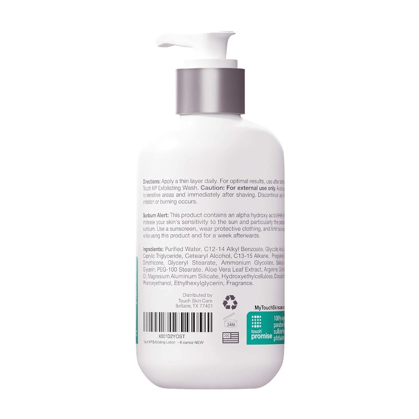 TOUCH Glycolic Acid Lotion for Keratosis Pilaris - KP Exfoliating Body Lotion Moisturizer - for AHA BHA Rough & Bumpy Skin- Gets Rid of Redness