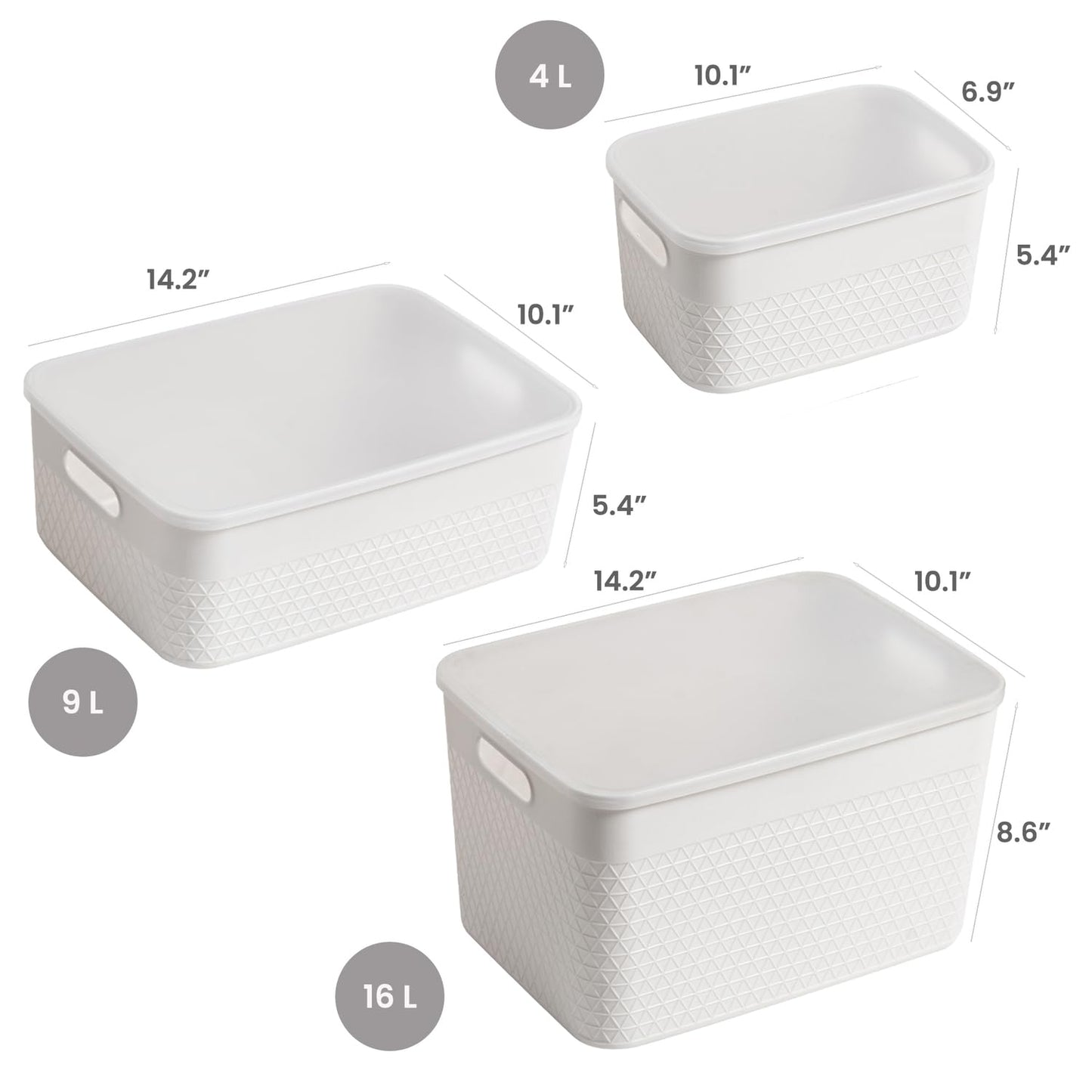 HANAMYA Lidded Storage Bin Organizer | Storage Organizing Container, 9 Liter, Set of 4, Mint
