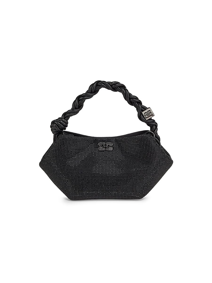Ganni, Mini Bou Strass-Embellished Top Handle Bag, Black