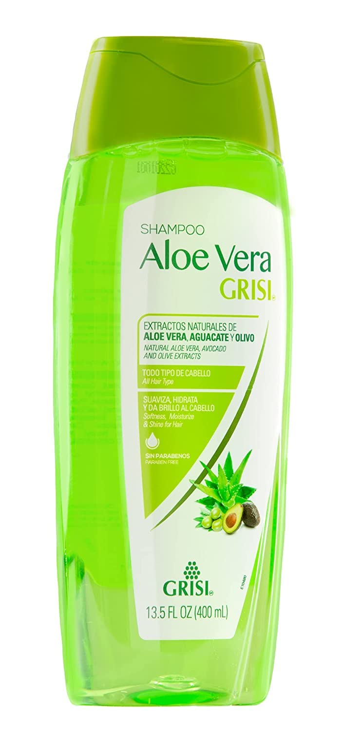 Grisi Aloe Vera Shampoo, Moisturizing Shampoo with Aloe Vera Extract, Paraben-Free, Hair Product for Soft and Shiny Hair, 2-Pack of 13.5 FL Oz each, 2