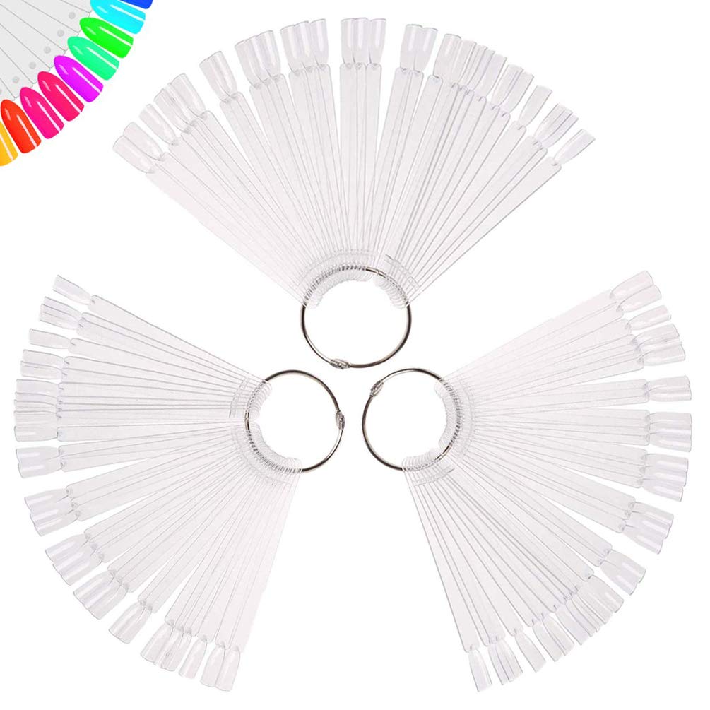 150 Pcs Clear Nail Swatch Sticks with Ring, Fan Shape Nail Art Polish Display Tips, False Nail Sample Sticks, Nail Practice Color Display, Transparent Beauty and Personal Care Treamlyn Default Title
