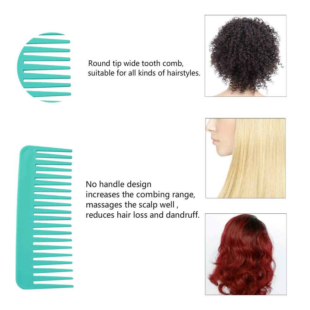 NuAngela Wide Tooth Hair Comb No Static, Detangling Styling Comb For Thick Long Curly Hair, No Handle Round Teeth, Reduce Hair Loss&Breakages, Shower