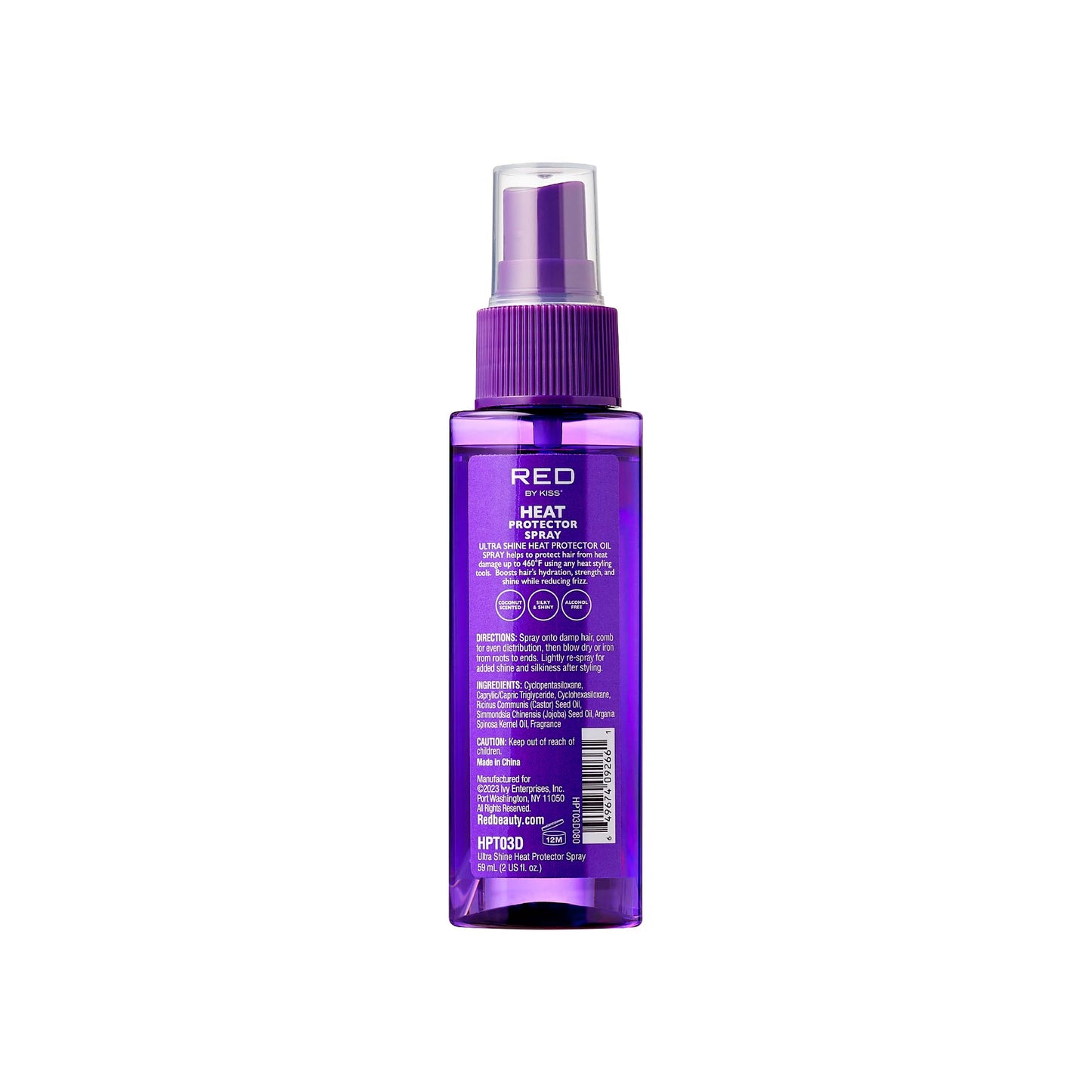 Red by Kiss Heat Protector Spray for Thermal Protection, Anti-Frizz, Ultra Shine, and Hydration - Protects Hair Up To 460°F (2 Fl Oz)