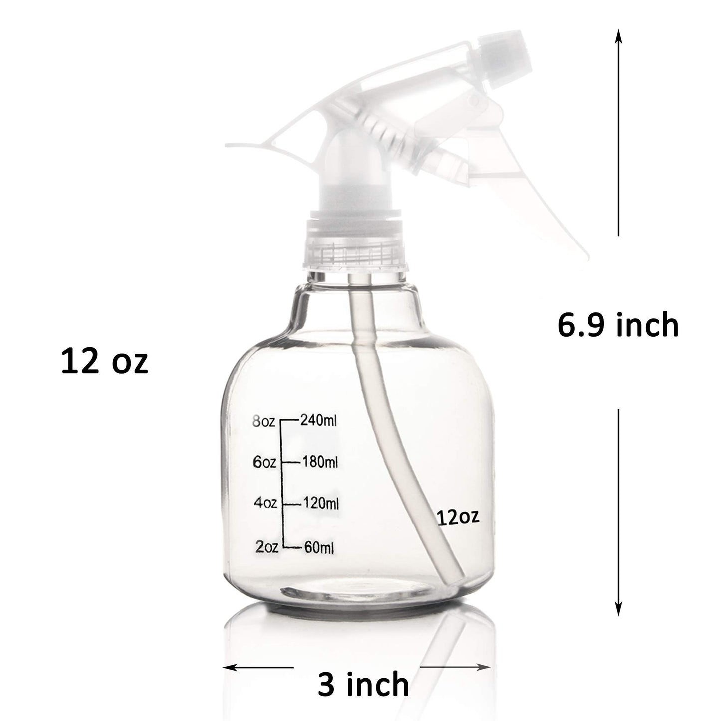 Youngever 6 Pack Empty Plastic Spray Bottles, Spray Bottles for Hair and Cleaning Solutions (12 Ounce)